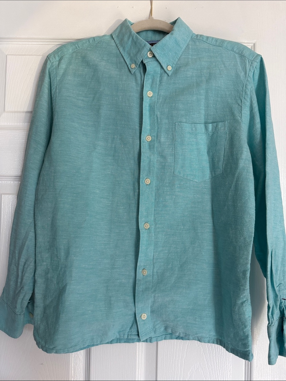 Banana Republic Teal Button-Down Linen Shirt NEVER WORN